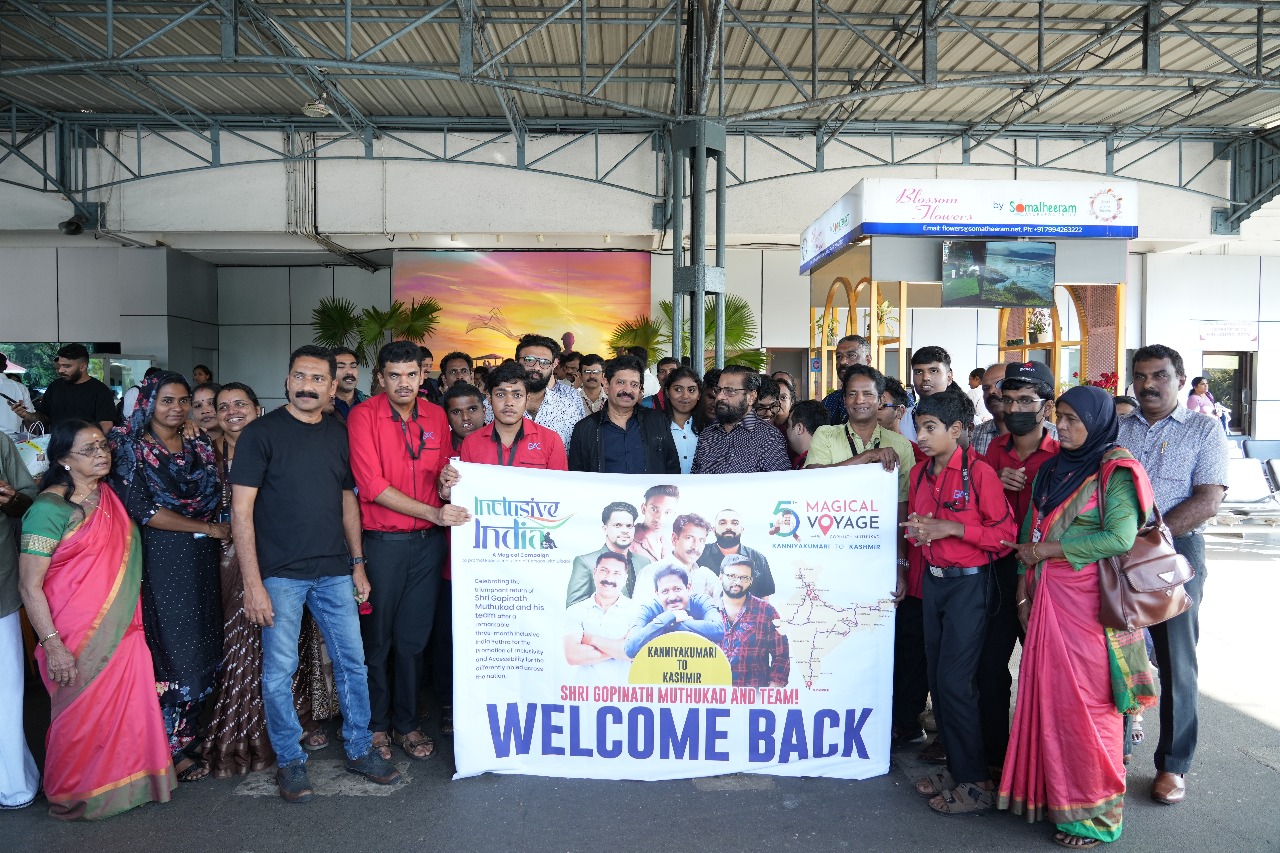 Gopinath Muthukad’s Bharat Yatra Concludes with a Grand Welcome at Thiruvananthapuram Airport